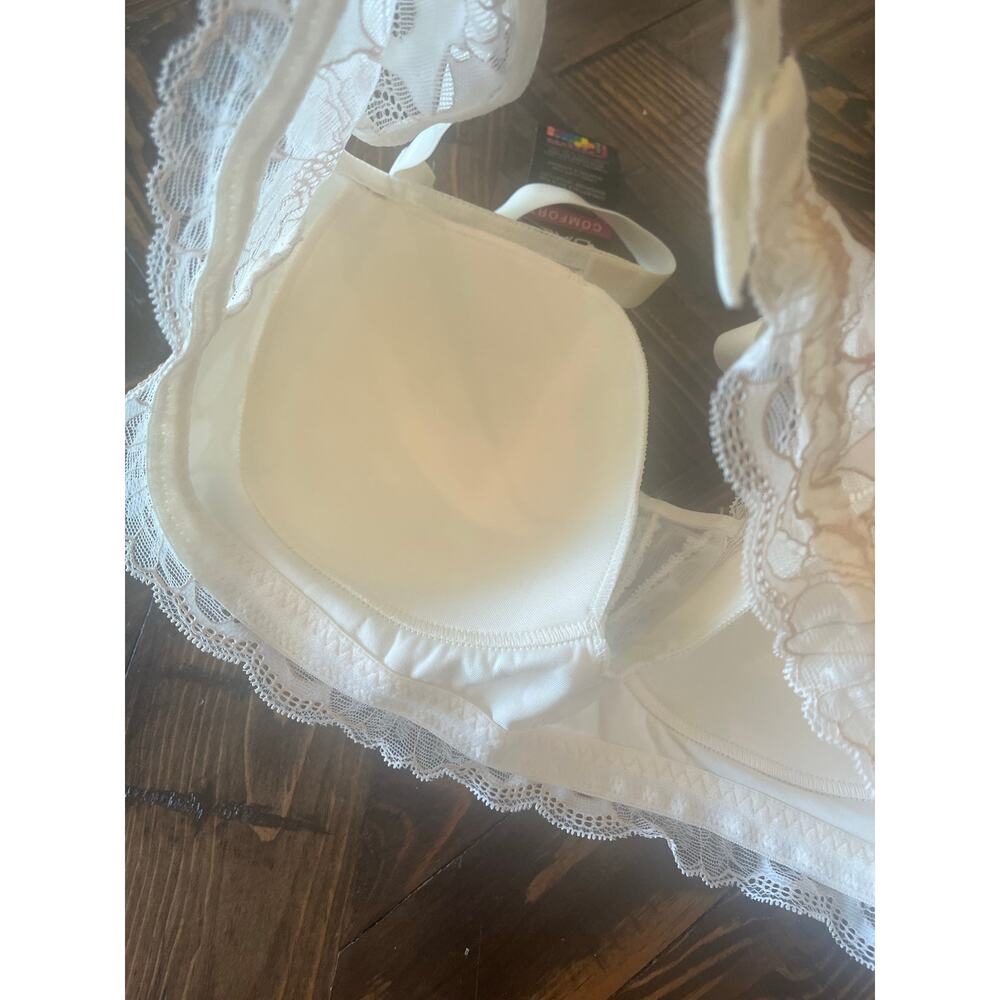Bali Wireless Lace TShirt Bra XL Cream Sexy Anniversary Coquette Dainty Feminine - Picture 4 of 10